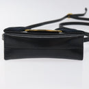 Salvatore Ferragamo Pouch Shoulder Bag Leather Navy Gold Auth BA1758-9