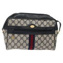 GUCCI GG Supreme Sherry Line Shoulder Bag PVC Navy Gold 14 02 005 Auth BA1764-13