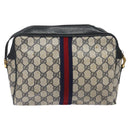 GUCCI GG Supreme Sherry Line Shoulder Bag PVC Navy Gold 14 02 005 Auth BA1764-2