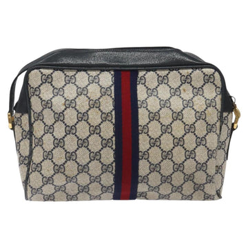 GUCCI GG Supreme Sherry Line Shoulder Bag PVC Navy Gold 14 02 005 Auth BA1764 - 0