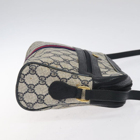 GUCCI GG Supreme Sherry Line Shoulder Bag PVC Navy Gold 14 02 005 Auth BA1764