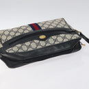 GUCCI GG Supreme Sherry Line Shoulder Bag PVC Navy Gold 14 02 005 Auth BA1764-6