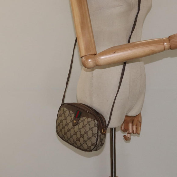 GUCCI GG Supreme Web Sherry Line Shoulder Bag PVC 007 58 6112 8031 Auth BA1765