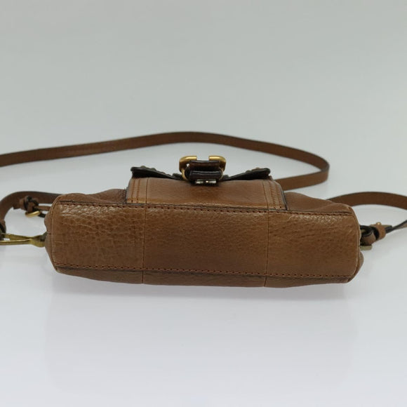 Chloe Shoulder Bag Leather Brown Gold Auth BA1767
