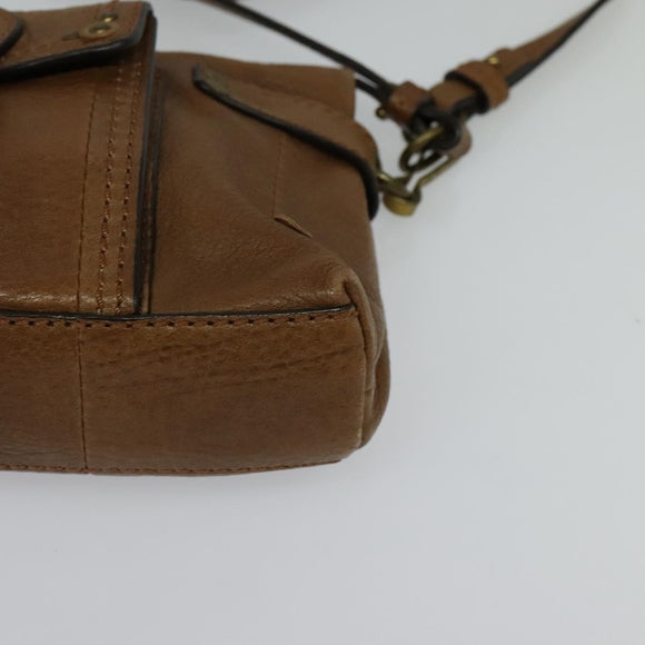 Chloe Shoulder Bag Leather Brown Gold Auth BA1767