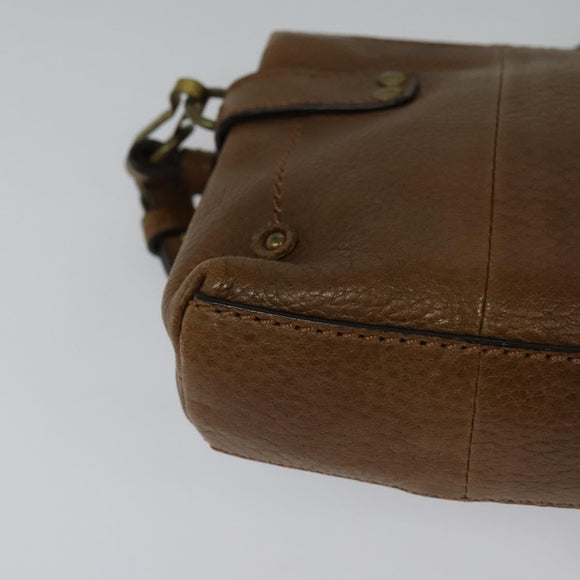 Chloe Shoulder Bag Leather Brown Gold Auth BA1767