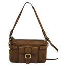Chloe Shoulder Bag Leather Brown Gold Auth BA1767-13