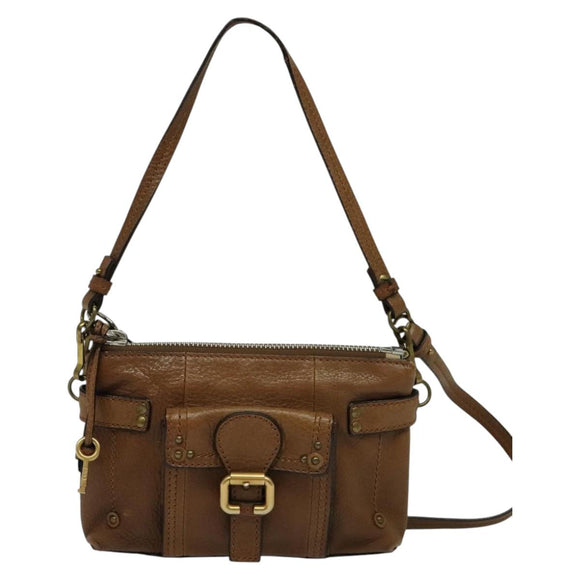 Chloe Shoulder Bag Leather Brown Gold Auth BA1767