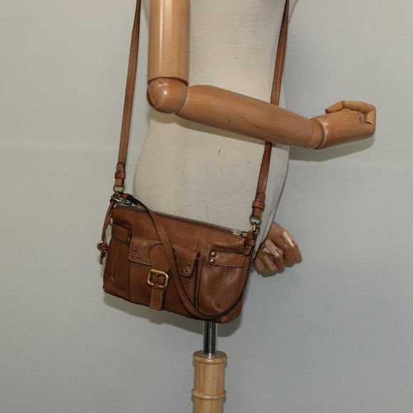 Chloe Shoulder Bag Leather Brown Gold Auth BA1767