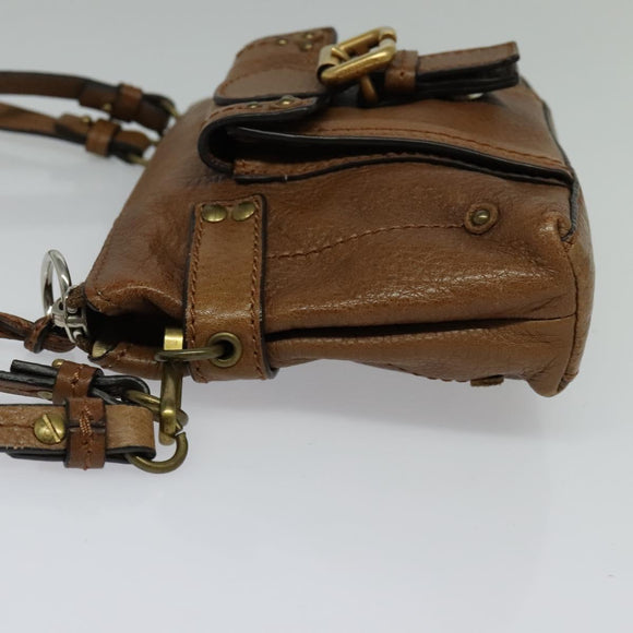 Chloe Shoulder Bag Leather Brown Gold Auth BA1767