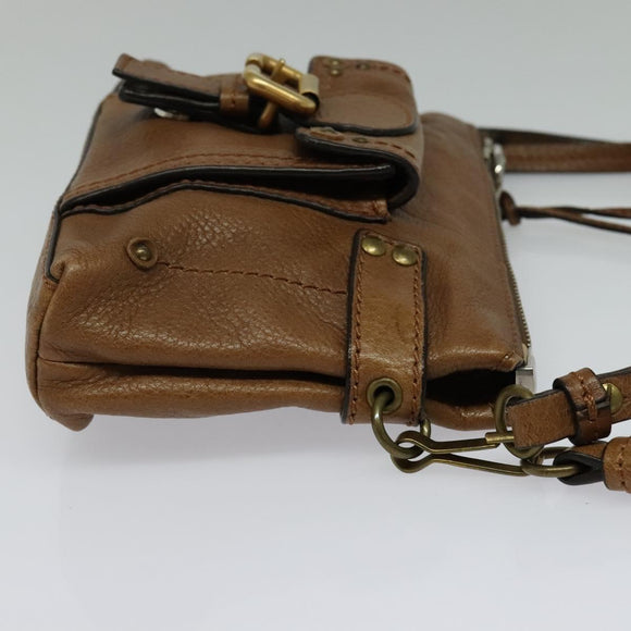 Chloe Shoulder Bag Leather Brown Gold Auth BA1767