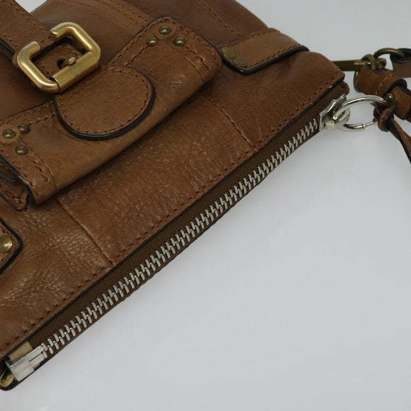Chloe Shoulder Bag Leather Brown Gold Auth BA1767