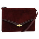 Salvatore Ferragamo Shoulder Bag Suede Bordeaux Gold Auth BA1768-1