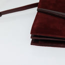 Salvatore Ferragamo Shoulder Bag Suede Bordeaux Gold Auth BA1768-14