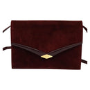 Salvatore Ferragamo Shoulder Bag Suede Bordeaux Gold Auth BA1768-13