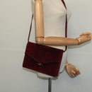 Salvatore Ferragamo Shoulder Bag Suede Bordeaux Gold Auth BA1768-22