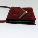 Salvatore Ferragamo Shoulder Bag Suede Bordeaux Gold Auth BA1768-3