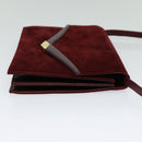Salvatore Ferragamo Shoulder Bag Suede Bordeaux Gold Auth BA1768-4