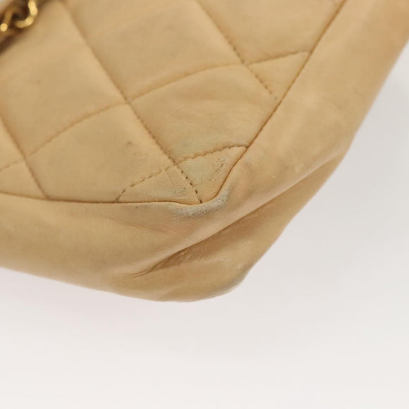 CHANEL Matelasse Chain Waist bag Lamb Skin Beige Gold CC Auth BA1769