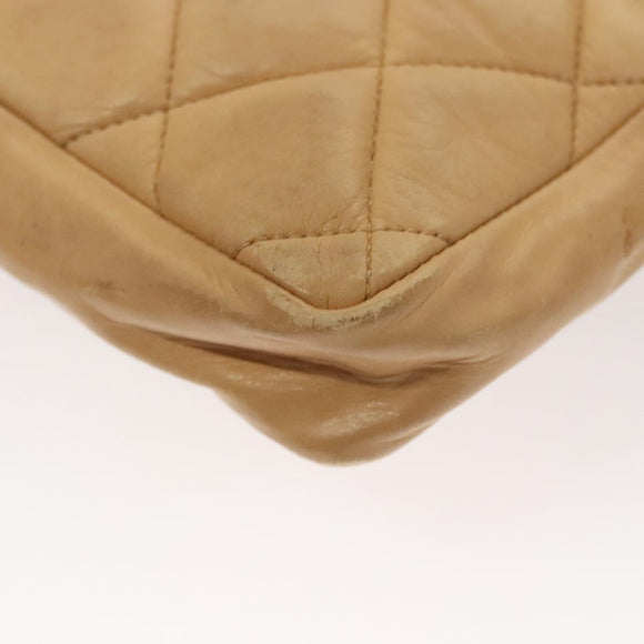 CHANEL Matelasse Chain Waist bag Lamb Skin Beige Gold CC Auth BA1769
