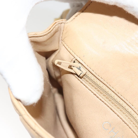 CHANEL Matelasse Chain Waist bag Lamb Skin Beige Gold CC Auth BA1769