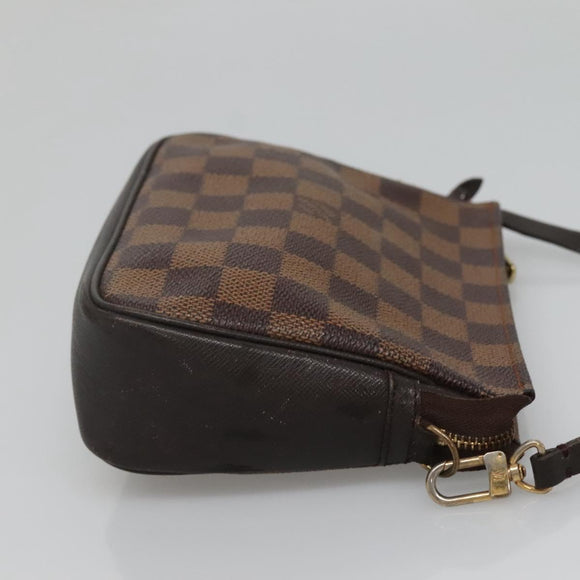 LOUIS VUITTON Damier Ebene Trousse Makeup Pouch N51982 LV Auth BA1789