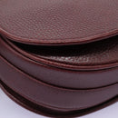 CARTIER Must Line Shoulder Bag Leather Bordeaux Gold Auth BA1792-10