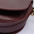 CARTIER Must Line Shoulder Bag Leather Bordeaux Gold Auth BA1792-9