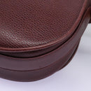 CARTIER Must Line Shoulder Bag Leather Bordeaux Gold Auth BA1792-16