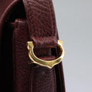 CARTIER Must Line Shoulder Bag Leather Bordeaux Gold Auth BA1792-10
