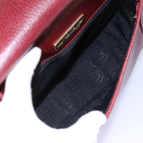 CARTIER Must Line Shoulder Bag Leather Bordeaux Gold Auth BA1792