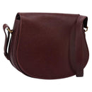 CARTIER Must Line Shoulder Bag Leather Bordeaux Gold Auth BA1792-1