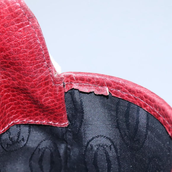 CARTIER Must Line Shoulder Bag Leather Bordeaux Gold Auth BA1792