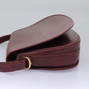 CARTIER Must Line Shoulder Bag Leather Bordeaux Gold Auth BA1792-4