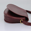 CARTIER Must Line Shoulder Bag Leather Bordeaux Gold Auth BA1792-5