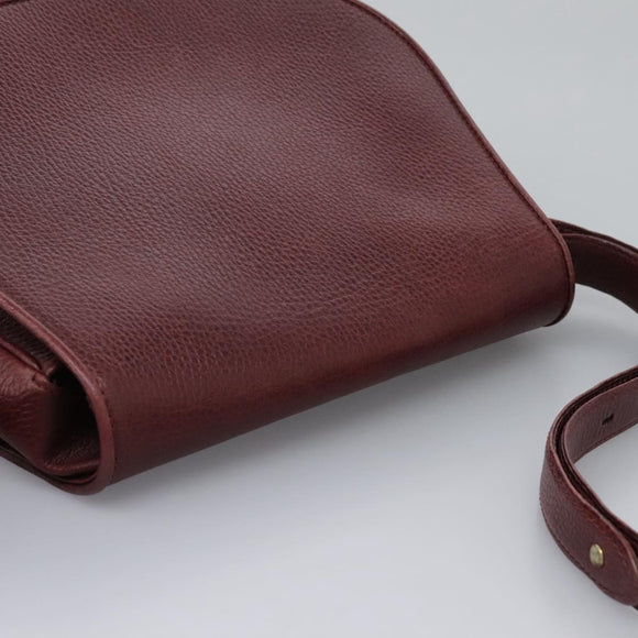 CARTIER Must Line Shoulder Bag Leather Bordeaux Gold Auth BA1792