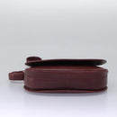 CARTIER Must Line Shoulder Bag Leather Bordeaux Gold Auth BA1792-9