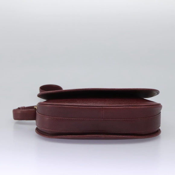 CARTIER Must Line Shoulder Bag Leather Bordeaux Gold Auth BA1792