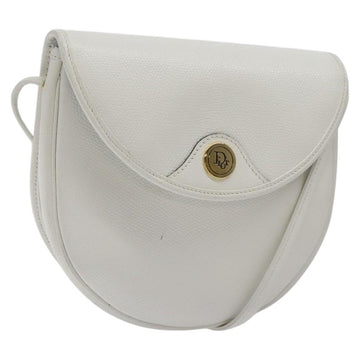 Christian Dior Shoulder Bag Leather White Gold Auth BA1797