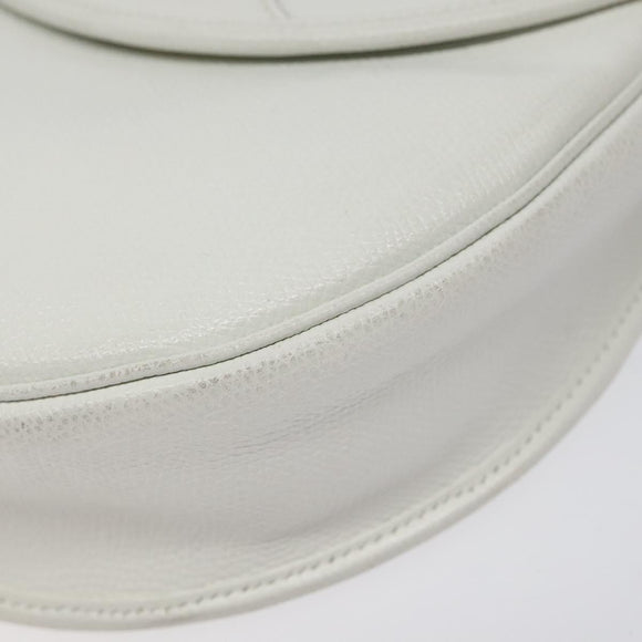 Christian Dior Shoulder Bag Leather White Gold Auth BA1797