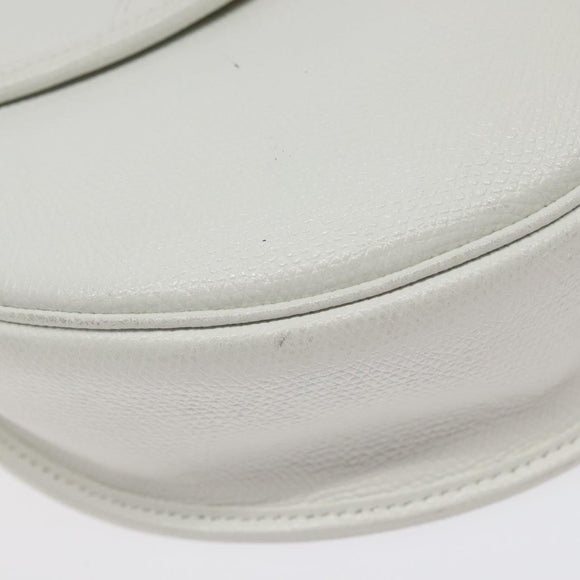 Christian Dior Shoulder Bag Leather White Gold Auth BA1797