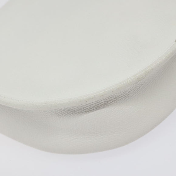 Christian Dior Shoulder Bag Leather White Gold Auth BA1797