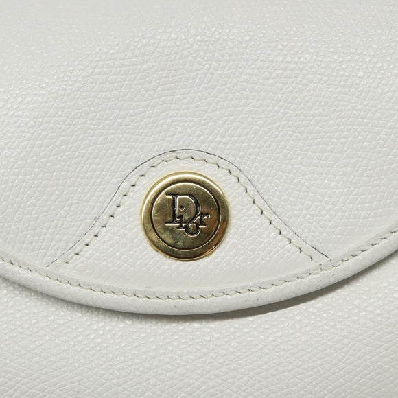 Christian Dior Shoulder Bag Leather White Gold Auth BA1797