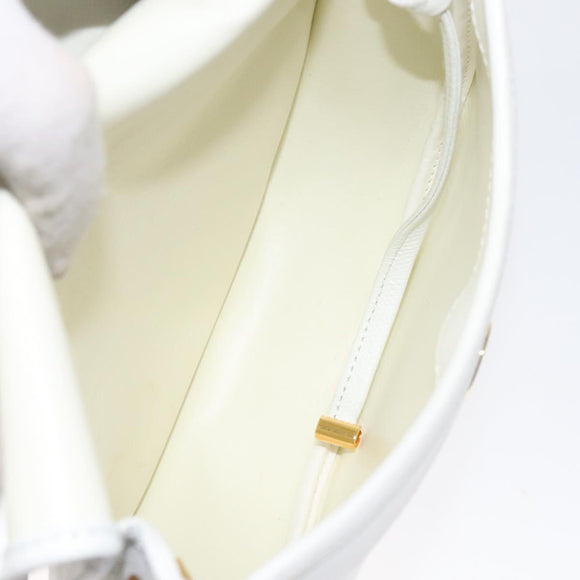 Christian Dior Shoulder Bag Leather White Gold Auth BA1797