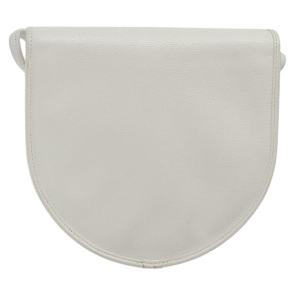 Christian Dior Shoulder Bag Leather White Gold Auth BA1797