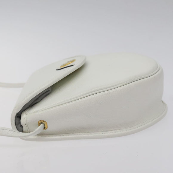 Christian Dior Shoulder Bag Leather White Gold Auth BA1797