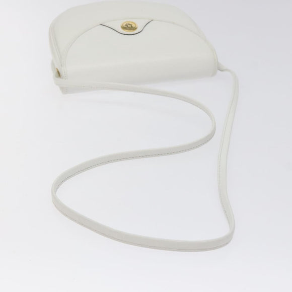 Christian Dior Shoulder Bag Leather White Gold Auth BA1797