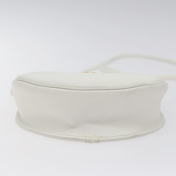Christian Dior Shoulder Bag Leather White Gold Auth BA1797
