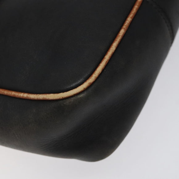 CELINE Shoulder Bag Leather Black Gold Auth BA1801