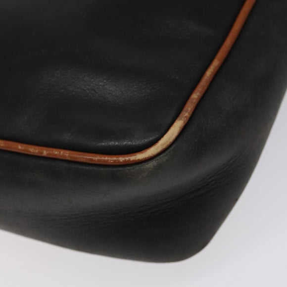 CELINE Shoulder Bag Leather Black Gold Auth BA1801